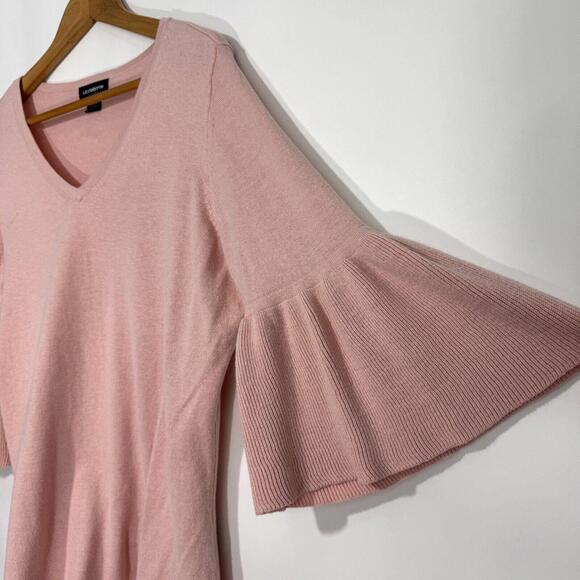 Liz Claiborne Career Women’s Size Large Solid Pink Bell Sleeve Sweater Knit Top - Picture 5 of 5